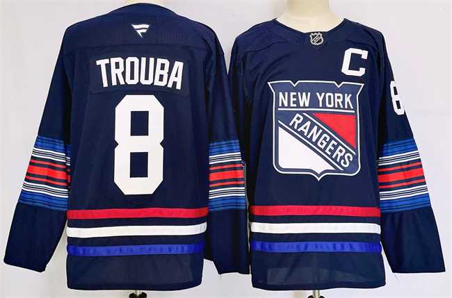 Men%27s New York Rangers #8 Jacob Trouba Navy 2024-25 Stitched Jersey